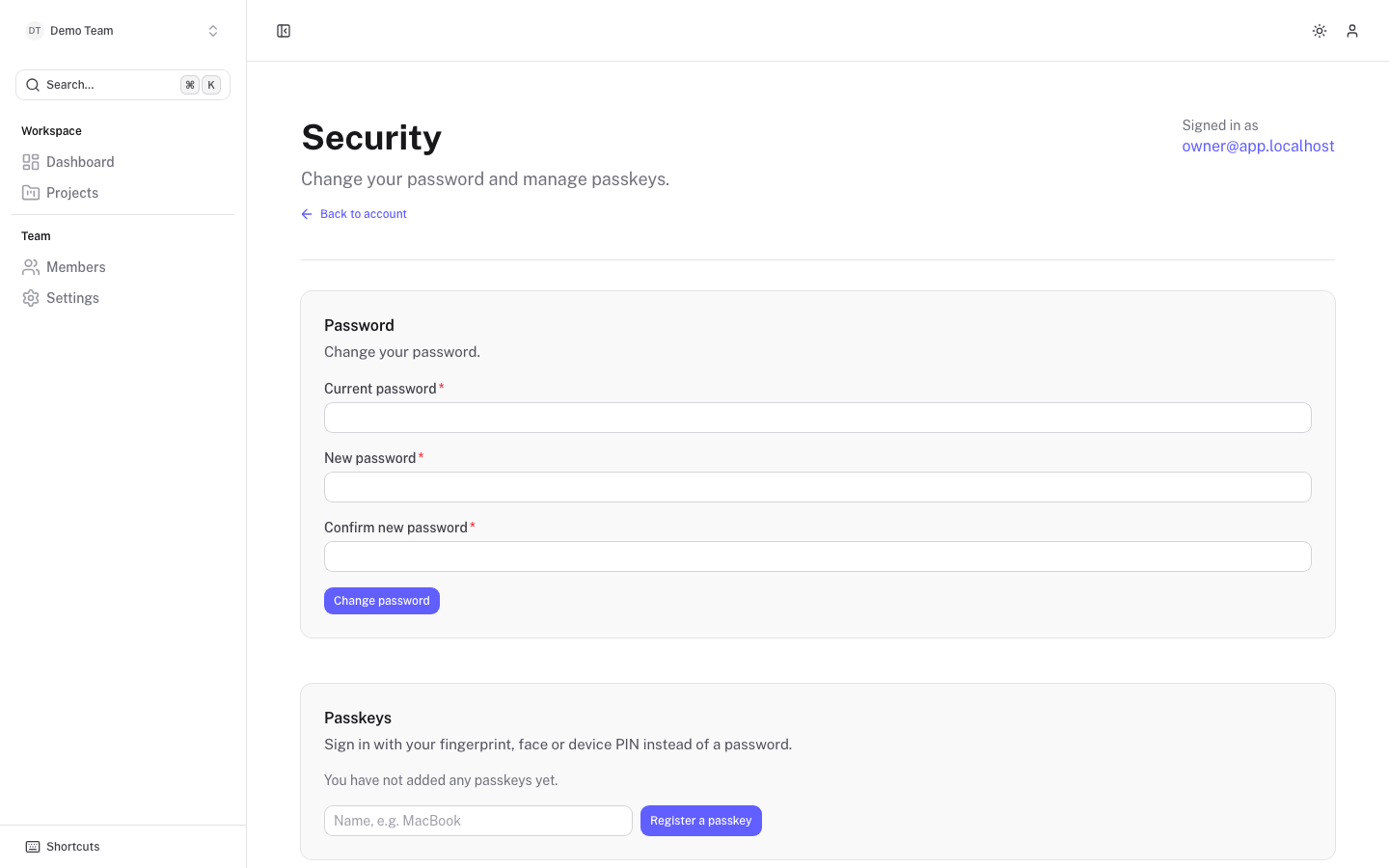 Security page