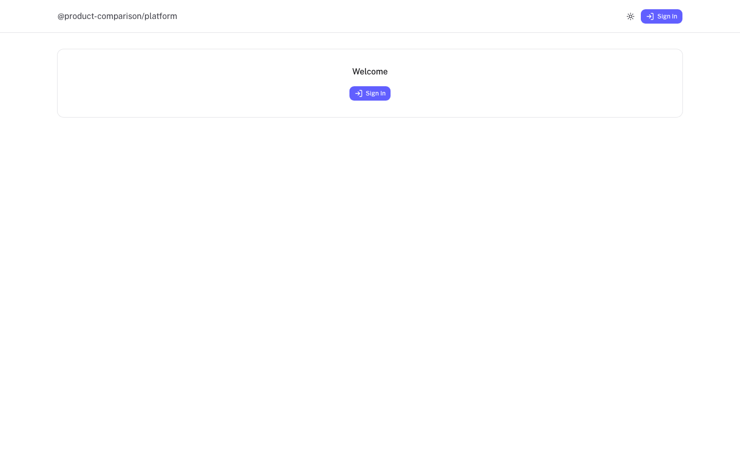 The welcome page with the Sign In button